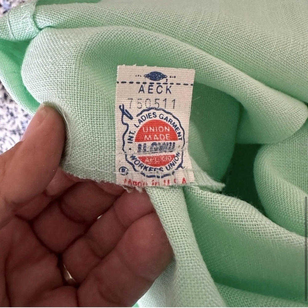 1970's 80’s Vintage Sea foam green made in USA skirt size 12 retro pockets - Picture 6 of 6